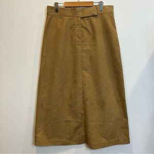 Vintage Mantles Faux Suede Maxi Skirt Tan Braided Waist
